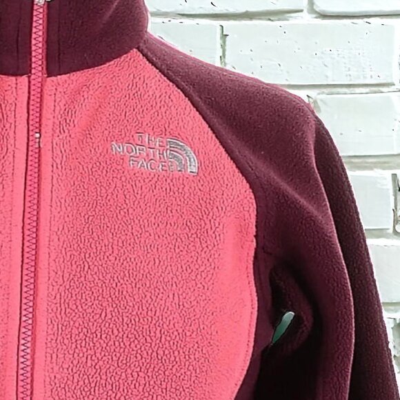 The North Face Pink and Red Full Zip Fleece Pullover Sweater - Picture 3 of 9